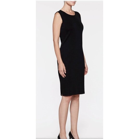 Ming Wang Dress S Small Black Stretch Knit Crew Neck Tank $250 NEW - Picture 2 of 13